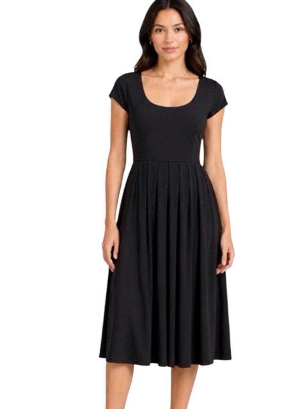 White House Black Market Black Pleated‎ Dress NWT